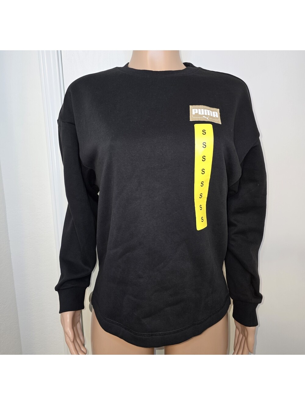 PUMA Women’s Fleece Crewneck Pullover Sweatshirt Black Sz S NWT Athleisure